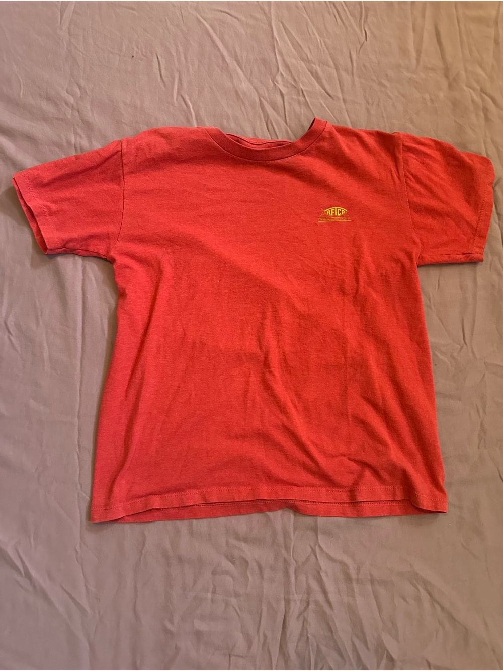 Delta Red Tee with Small Yellow Chest Logo
